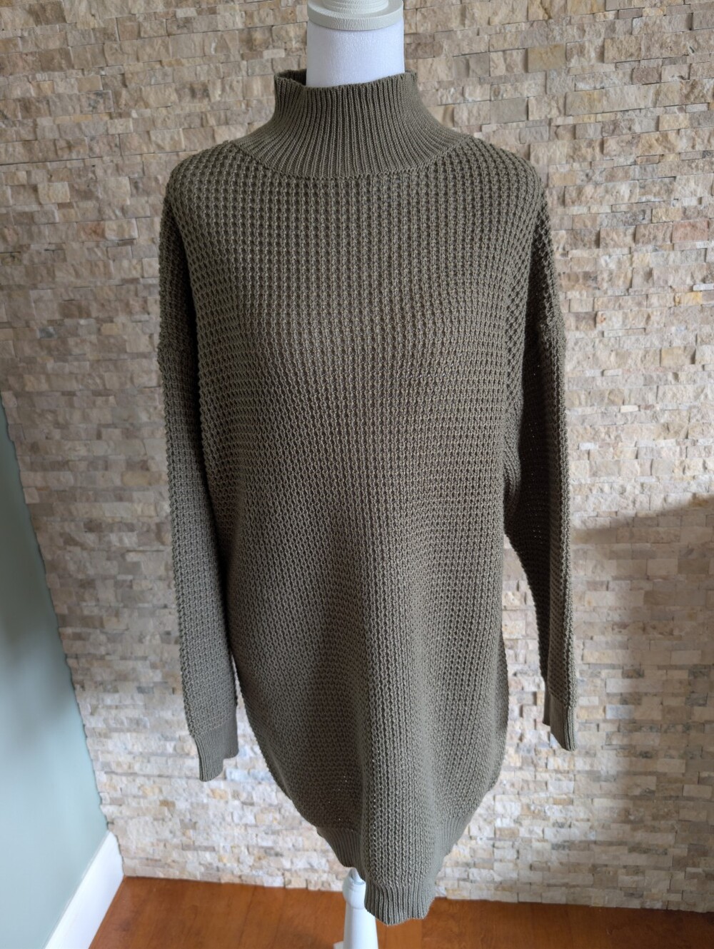 Petal & Pup Sweater Dress Mockneck Tunic Olive Green Knit Belt Loops Sz Small